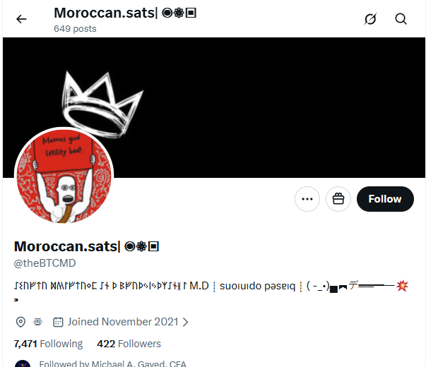 Crypto spam bot with gibberish bio